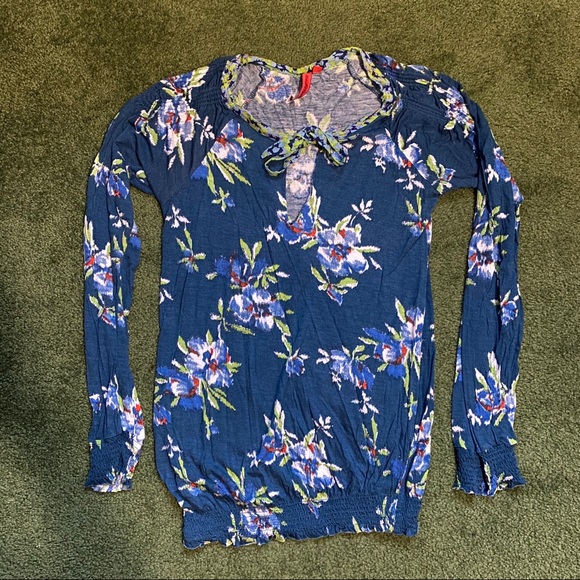 Anthropologie One September Blue Floral Top - Picture 1 of 2